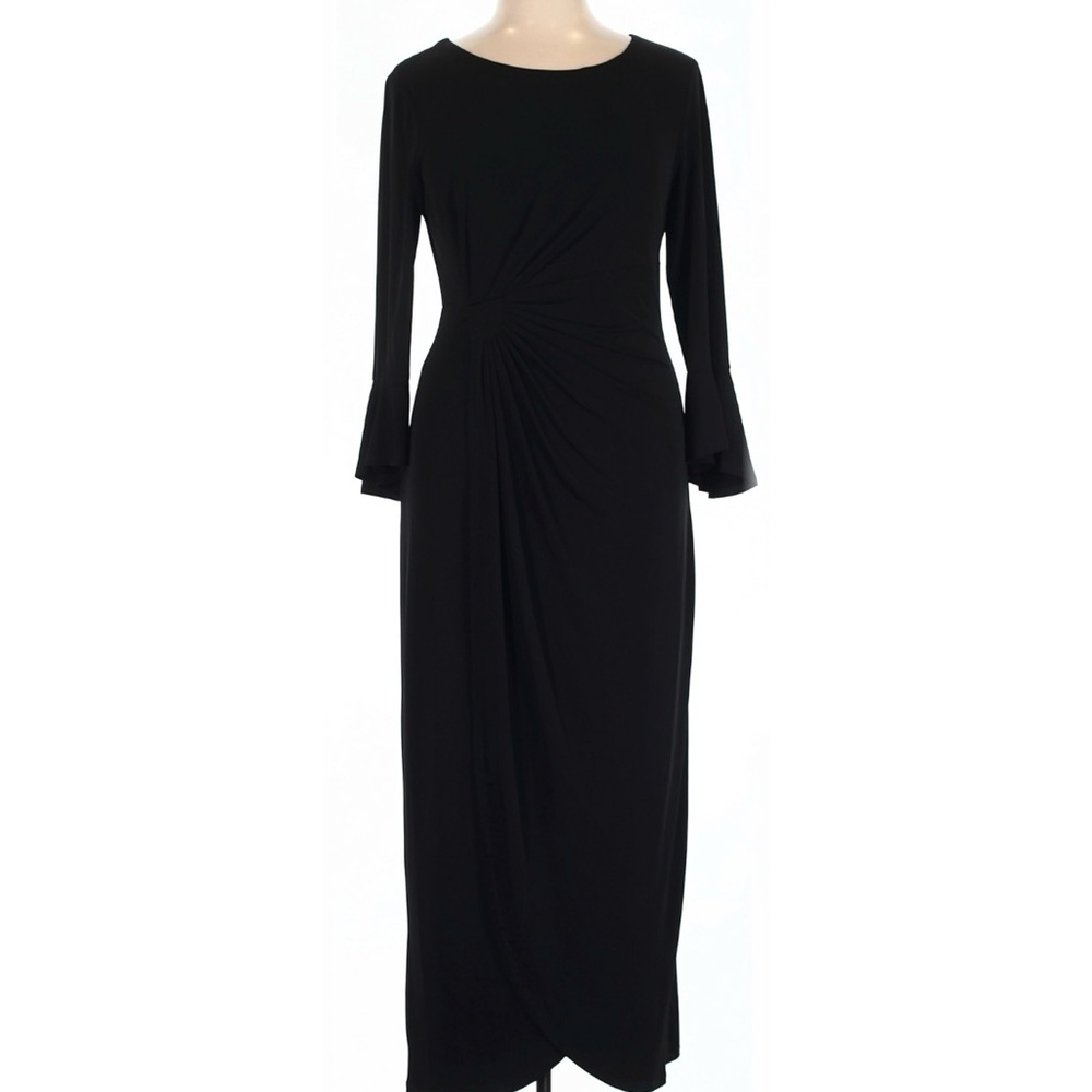 connected apparel Black Long-Sleeve Ruched Maxi Dress